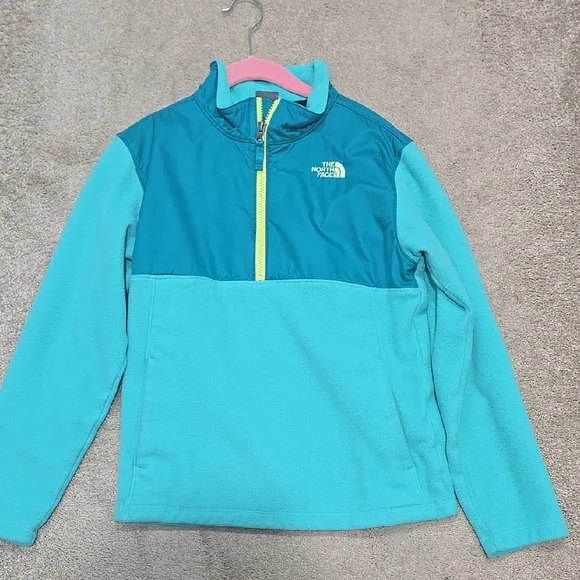 The North Face Turquoise and Aqua Fleece Jacket Girls Size Large (14/16) - Picture 1 of 5
